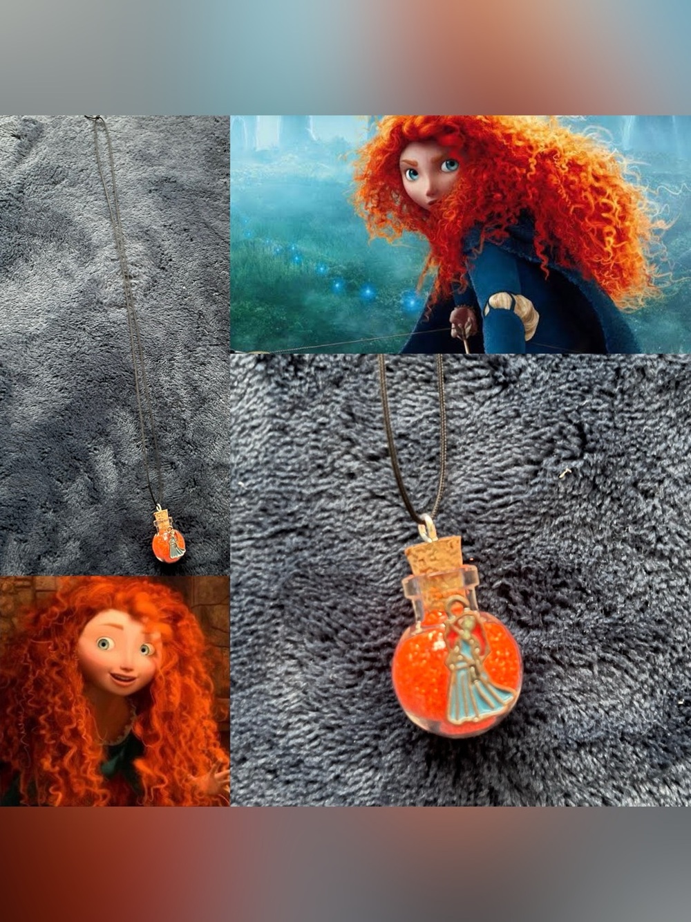 Disney Brave Merida Inspired Glass Potion Fairy Bottle Necklace w/ Pendant
